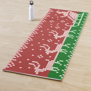 Ugly sweater Santa Claus sleigh and reindeers Yoga Mat