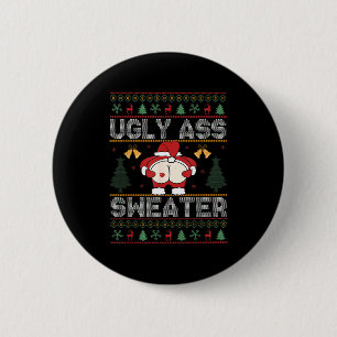 Ugly Sweater Santa Merry Christmas Funny Pajamas X 2 Inch Round Button