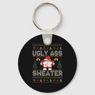 Ugly Sweater Santa Merry Christmas Funny Pajamas X Keychain