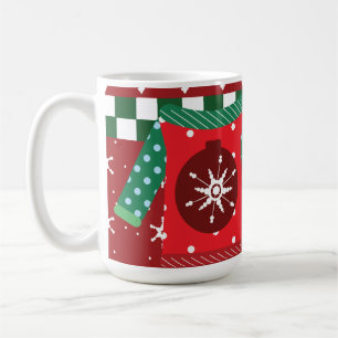 Ugly Sweater Snowflake Pattern Red Green  Coffee Mug