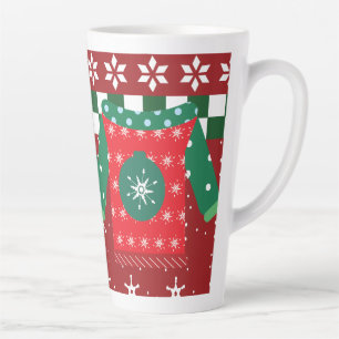 Ugly Sweater Snowflake Pattern Red Green Latte Mug