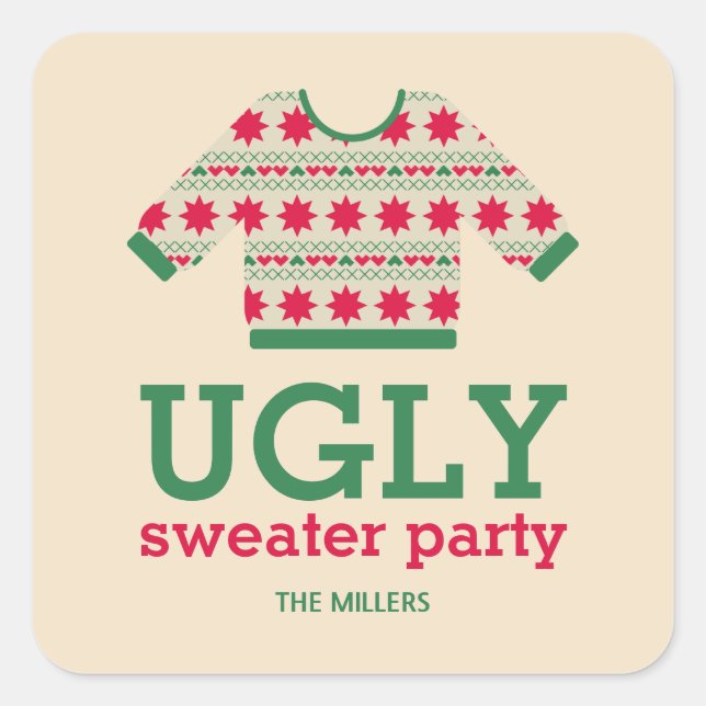 Ugly Sweater Square Sticker (Front)
