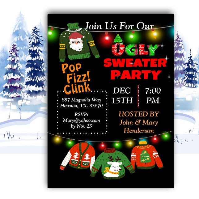 Ugly Sweater String Lights Christmas Invitation (Creator Uploaded)