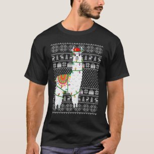 Ugly Sweater Style Xmas Lights Santa Alpaca Christ