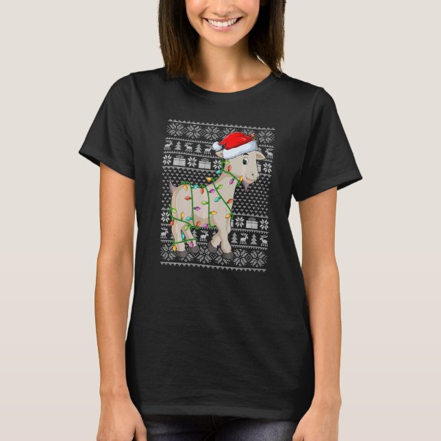 Ugly Sweater Style Xmas Lights Santa Goat Christma (Front)