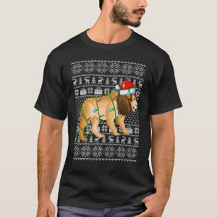 Ugly Sweater Style Xmas Lights Santa Mountain Lion