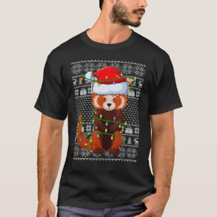 Ugly Sweater Style Xmas Lights Santa Red Panda Chr