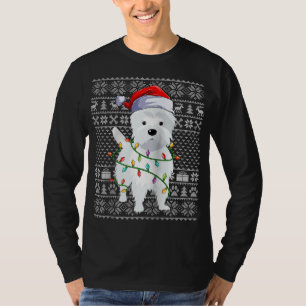 Ugly Sweater Style Xmas Lights Santa Westie Dog Ch