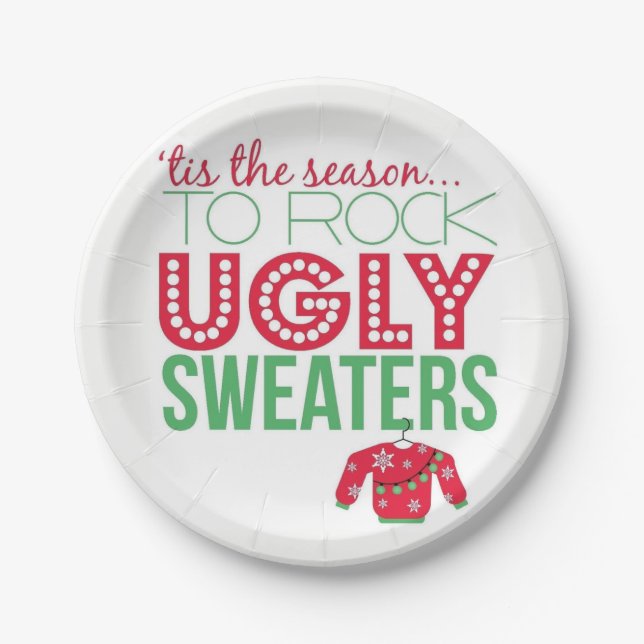 Ugly Sweater Themed Party Plates (Front)