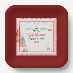 Ugly Sweater Ugliest Contest Christmas Holiday Paper Plate