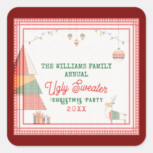 Ugly Sweater Ugliest Contest Christmas Holiday Square Sticker