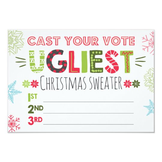 Ugly sweater voting ballot Christmas sweater Card