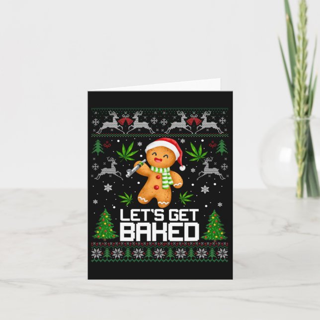 Ugly Sweater Weed Christmas Xmas  Card (Front)