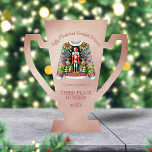 Ugly Sweater Winner Bronze 3rd Place Trophy Standing Photo Sculpture<br><div class="desc">A perfect gift for the 3rd place winner for your Ugly Christmas Sweater Contest and party,  a bronze trophy.  Smooth bronze metallic background with a colourful Nutcracker sweater in centre,  "Ugly Christmas Sweater Winner" curved text above and "Third Place Winner!" below with a Year template at very bottom.</div>