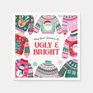 Ugly Sweater with Santa, Reindeer Christmas Napkin