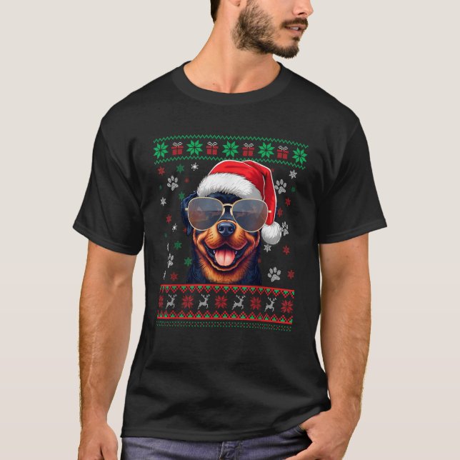 Ugly Sweater X mas Santa Rhodesian Ridgeback Dog C (Front)
