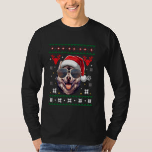 Ugly Sweater X-mas Santa Siberian Husky Dog Christ