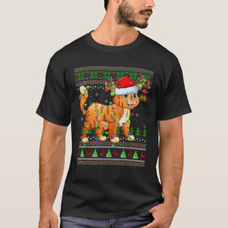 Ugly Sweater Xmas Lights Santa Hat Bobcat Christma