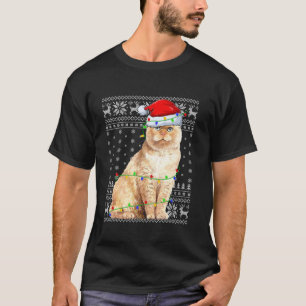 Ugly Sweater Xmas Lights Santa Scottish Fold Cat C