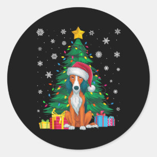 Ugly Sweater Xmas Tree Light American Foxhound Dog Classic Round Sticker