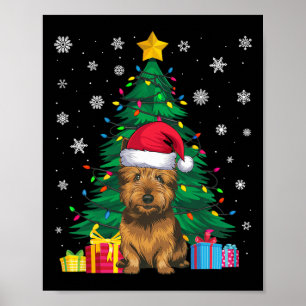 Ugly Sweater Xmas Tree Lights Cairn Terrier Dog Sa Poster