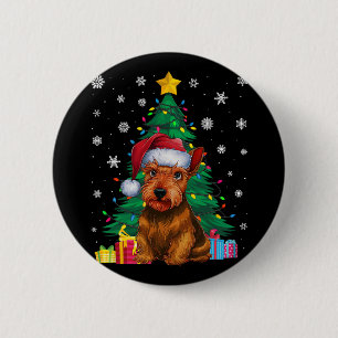 Ugly Sweater Xmas Tree Lights Scottish Terrier Dog 2 Inch Round Button