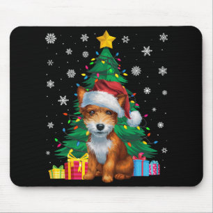 Ugly Sweater Xmas Tree Lights Toy Fox Terrier Dog Mouse Pad