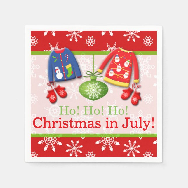 Ugly Sweaters Christmas in July Paper Napkins (Front)