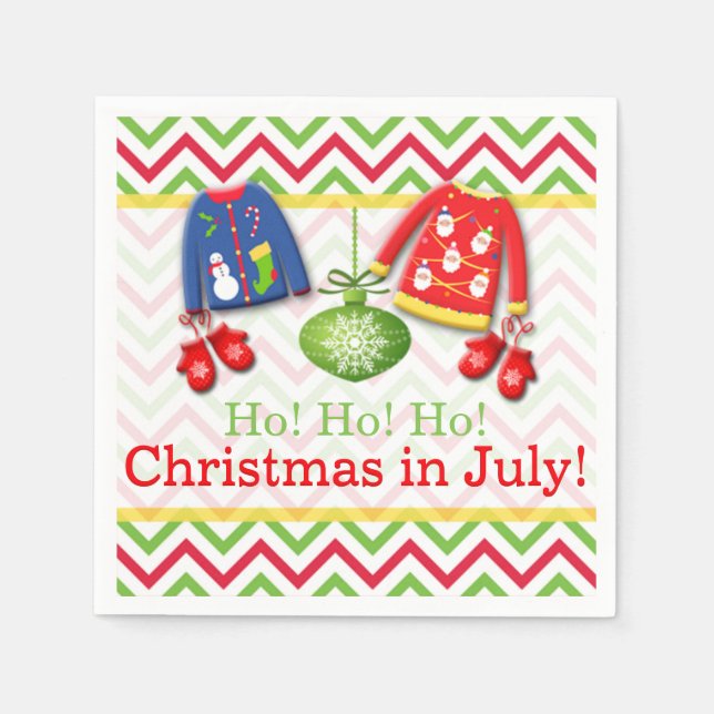 Ugly Sweaters Christmas in July Paper Napkins (Front)