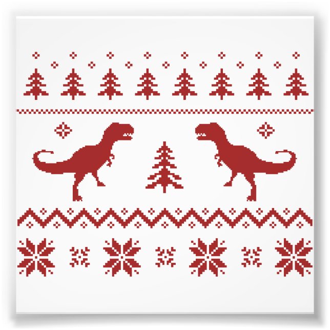 Ugly T-Rex Dinosaur Christmas Sweater Photo Print (Front)