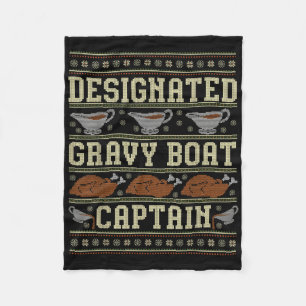 Ugly Thanksgiving Sweater Gravy Boat Captain Fleece Blanket