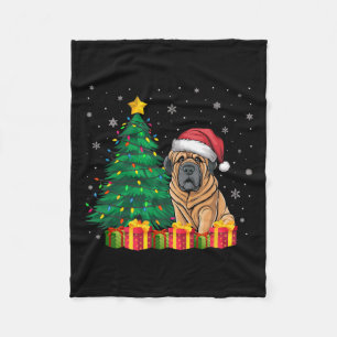 Ugly Tibetan Mastiff Santa Hat Christmas Lights Do Fleece Blanket