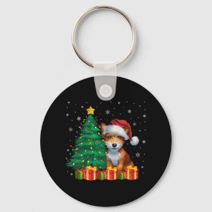 Ugly Toy Fox Terrier Santa Hat Christmas Lights Do Keychain