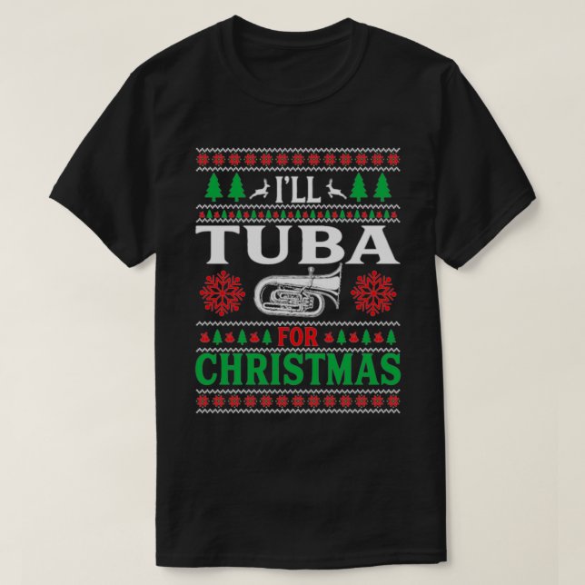 Ugly Tuba Marching Band Christmas Apparel T-Shirt (Design Front)