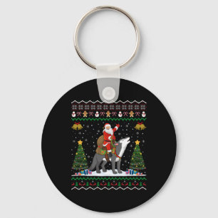 Ugly Wolf Xmas Gift Santa Riding Wolf Christmas Keychain