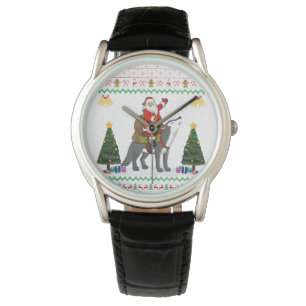 Ugly Wolf Xmas Gift Santa Riding Wolf Christmas  Watch