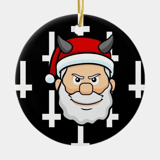 ugly xmas evil santa claus ceramic ornament (Front)
