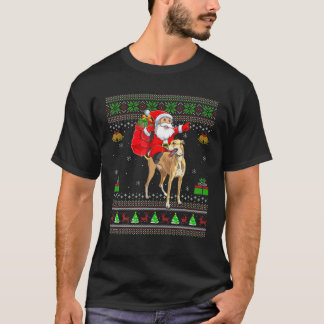 Ugly Xmas Funny Santa Claus Riding Greyhound Chris T-Shirt