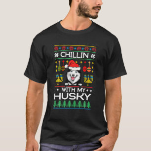 Ugly Xmas Hanukkah Chillin With My Sweater Husky