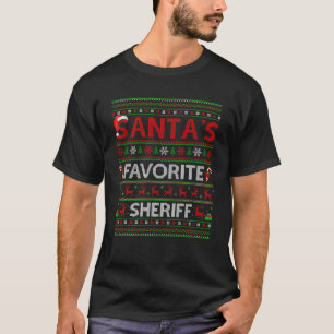 Ugly Xmas Lighting Santa s Favourite Sheriff Chris T-Shirt