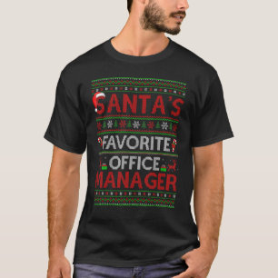 Ugly Xmas Lighting Santa's Favourite Office Manage T-Shirt