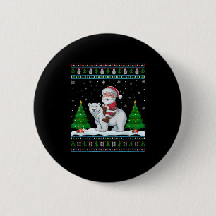 Ugly Xmas Lighting Tree Santa Riding Lar Bear Chri 2 Inch Round Button