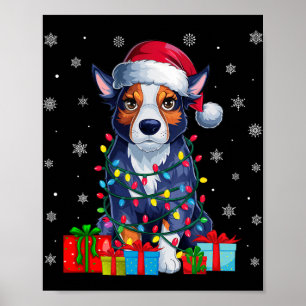 Ugly Xmas Lights Santa Hat Australian Cattle Dog C Poster
