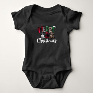 Ugly Xmas Merry and Bright Christmas Tree Santa Baby Bodysuit