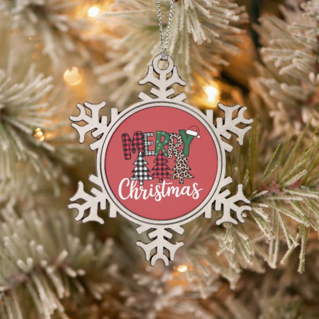 Ugly Xmas Merry and Bright Christmas Tree Santa  Snowflake Pewter Christmas Ornament (Tree)