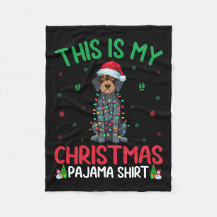 Ugly Xmas Santa German Wirehaired Pointer Dog Chri Fleece Blanket