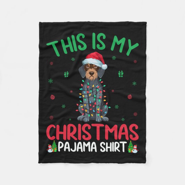 Ugly Xmas Santa German Wirehaired Pointer Dog Chri Fleece Blanket (Front)
