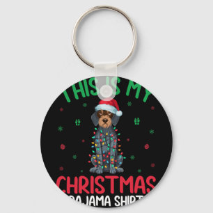 Ugly Xmas Santa German Wirehaired Pointer Dog Chri Keychain