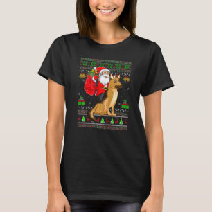 Ugly Xmas Santa Riding German Shepherd Dog Christm T-Shirt