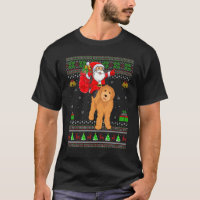 Ugly Xmas Santa Riding Goldendoodle Dog Christmas